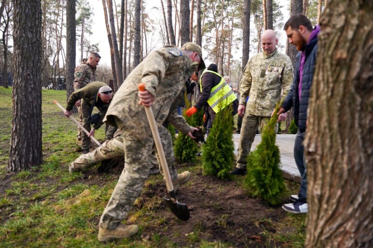  Микола Калашник разом із громадою Ірпеня висадив алею туй на честь полеглих Героїв 